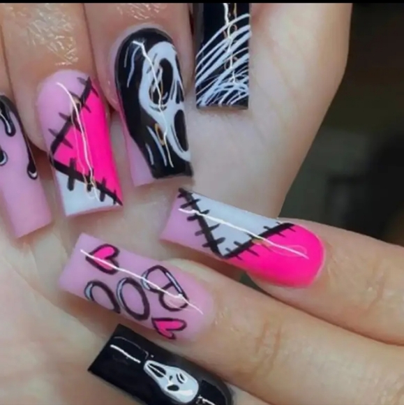 24 pc scary funny face  press on design nails - Picture 3 of 3